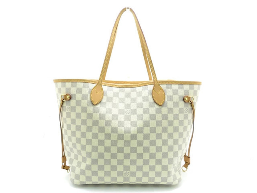 LOUIS VUITTON Neverfull Tote Bag Damier Azur White